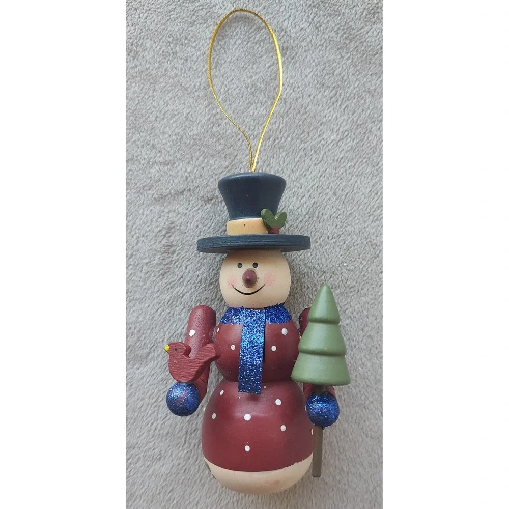 Snowman Christmas Ornament Cardinal Tree Scarf Mittens B3
